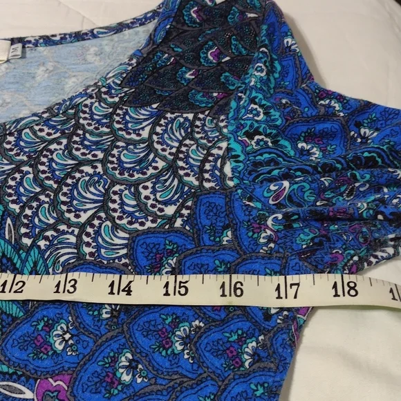 Beautiful peacock feathers tunic top/dress, sz med - Picture 9 of 16